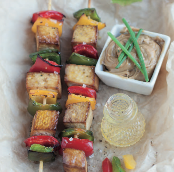 Brochettes de tofu et poivrons