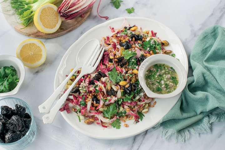 Salade d'épeautre aux pruneaux